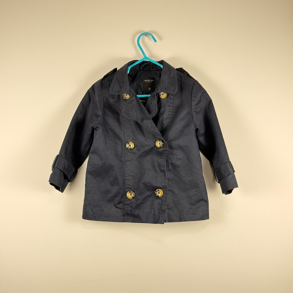 ✨ 3 for $15‎ Reserved Premium Kids Navy Blue Double Breasted Trench Coat Jacket